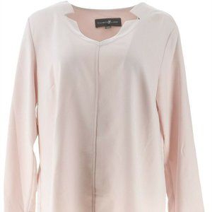 WOMEN'S SIZE 14 Roll-Tab Curved Hem Top PINK